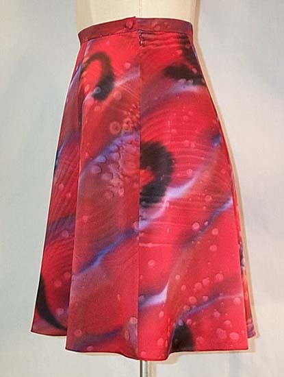 6 Gore Skirt Side View in Hand Painted Charmeuse