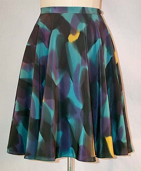 Circle Skirt in Hand Painted Silk Crepe
