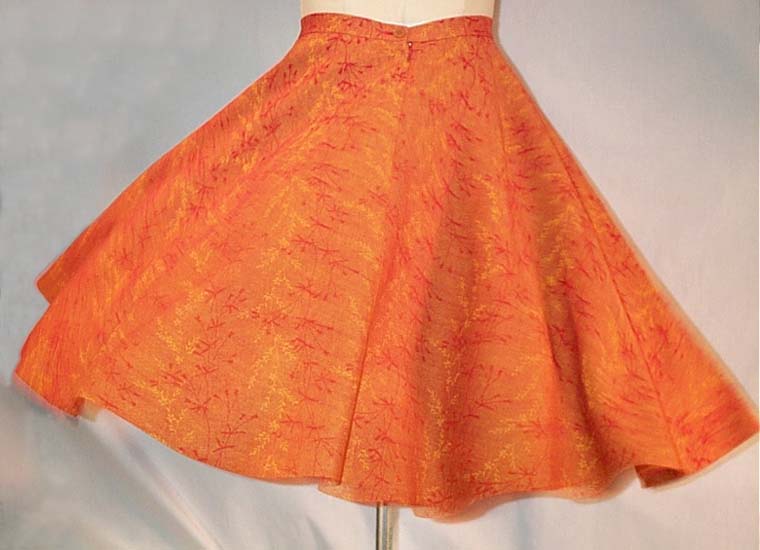 Circle Skirt In Motion in Iridescent Linen Vine Print