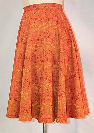 Circle Skirt Side View in Iridescent Linen Vine Print