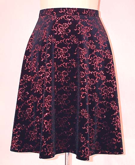 Half Circle Skirt in Glitter Flower Velvet