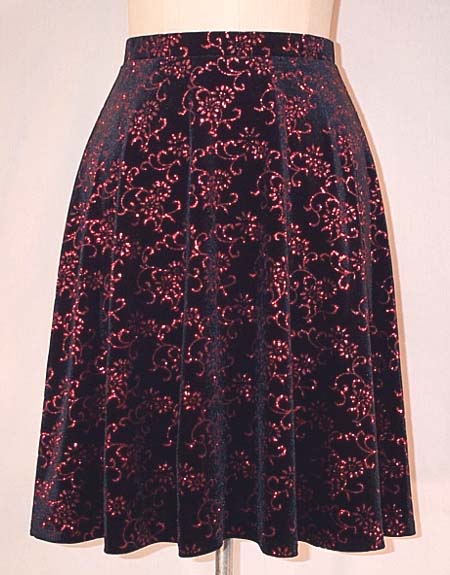 Half Circle Skirt Without Lining in Glitter Flower Velvet