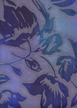 Deep Blue Hand Painted Devore Satin