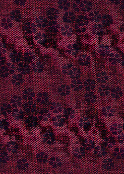  Red Iridescent Linen  Flower Print