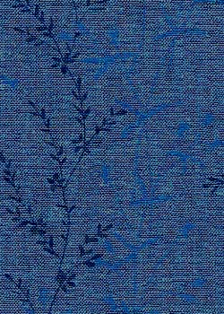 Denim Blue Iridescent Linen  Flower Print