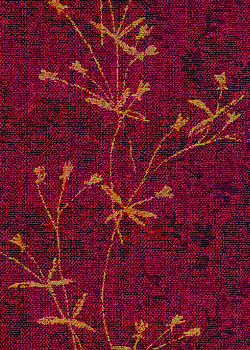  Red Iridescent Linen  Flower Print