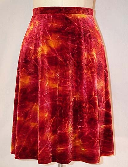 Quarter Circle Skirt Without Lining in Tie Dye Velvet